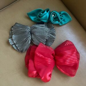 Vintage French Silk Hair Barrettes Clips